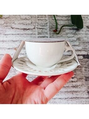 NWT - Ciroa Lace Porcelain Espresso Cup With Saucer